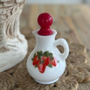 Vintage Avon Milk Glass Strawberries and Cream Bottle